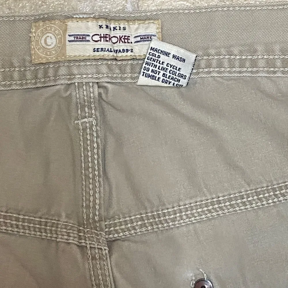 ‼️FINAL ‼️Cherokee Men's Tan Cargo Shorts with Utility Loop Cotton 💯 Size 38